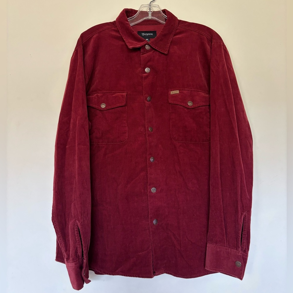 Men’s Maroon Brixton Corduroy Button Long Sleeve Jacket Size Medium